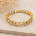 Gold Plated Chain Bracelet with Clear Cubic Zirconia Stones, Elegant Jewelry for Women, Wedding, Anniversary, Gift Idea