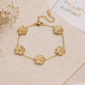 Five Leaf Flower Stainless Steel Ladies Bracelet, Elegant Jewelry, Gift for Women, Boho Style