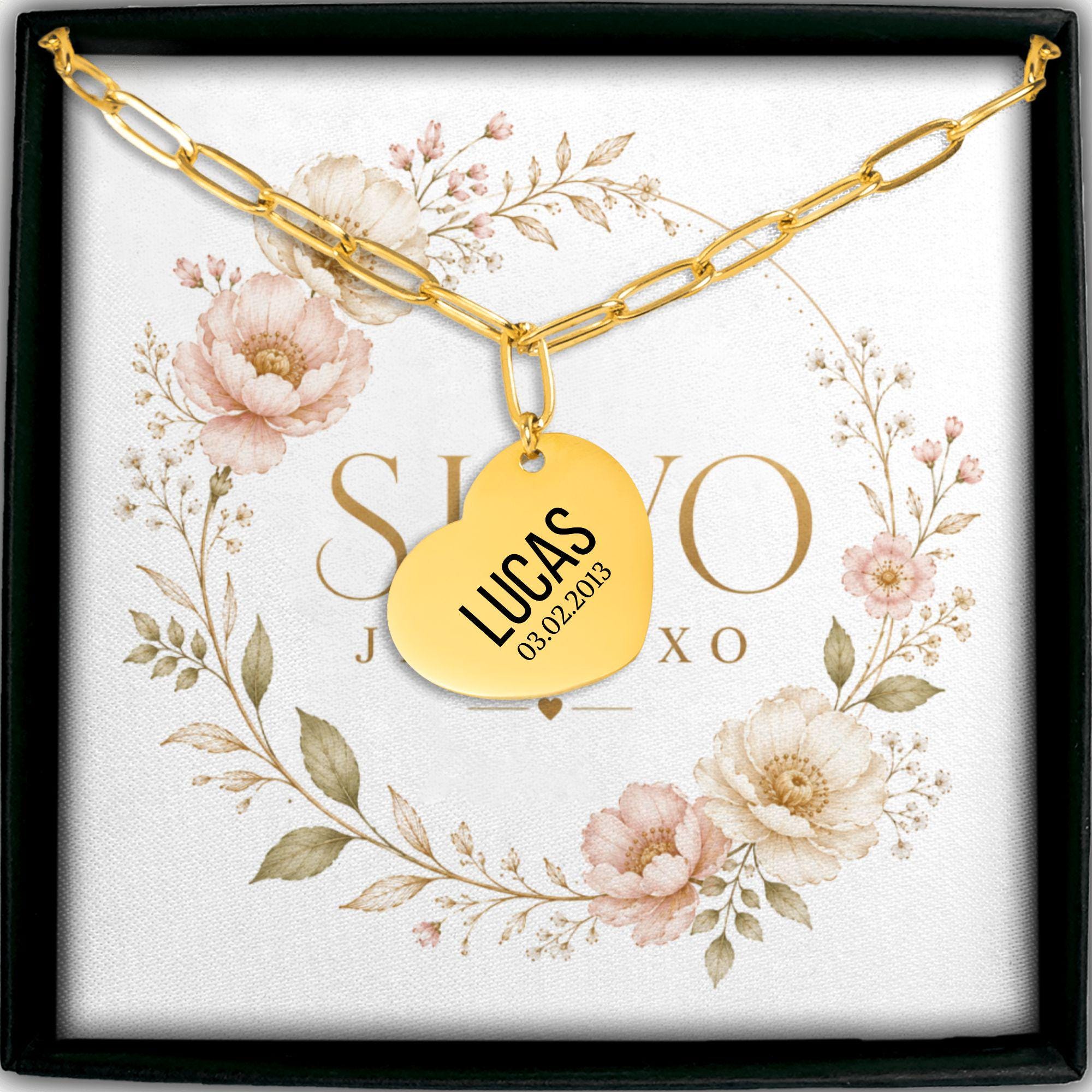 Personalized Heart Necklace with Laser Engraving | Stainless Steel, 18k Gold or Rose Gold Plated | Customizable Pendant