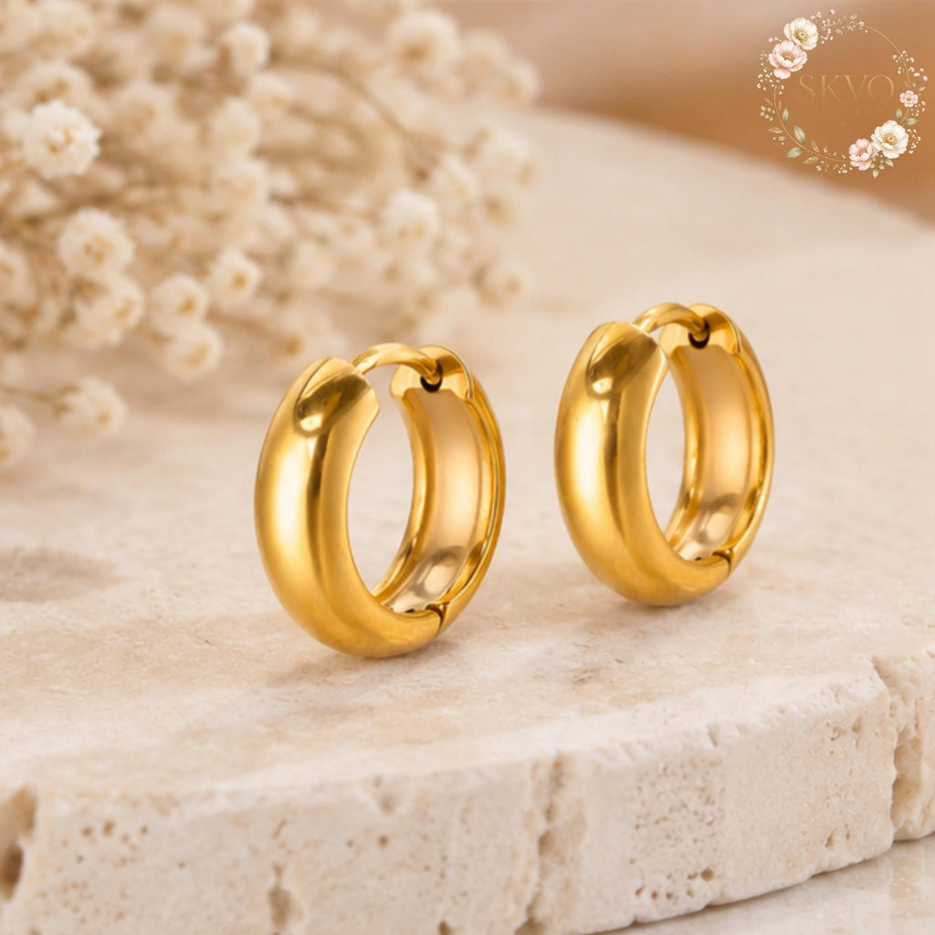 18K Gold Plated Hoop Earrings | Stainless Steel Gold Hoops | Minimalist Jewelry for Women | Gift for Her | Elegant Ear Accessories