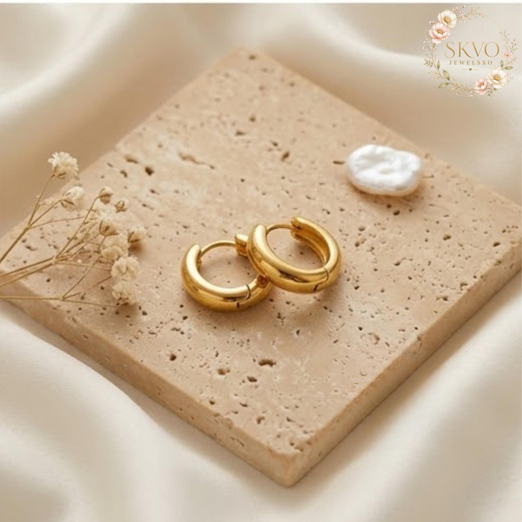 18K Gold Plated Hoop Earrings | Stainless Steel Gold Hoops | Minimalist Jewelry for Women | Gift for Her | Elegant Ear Accessories