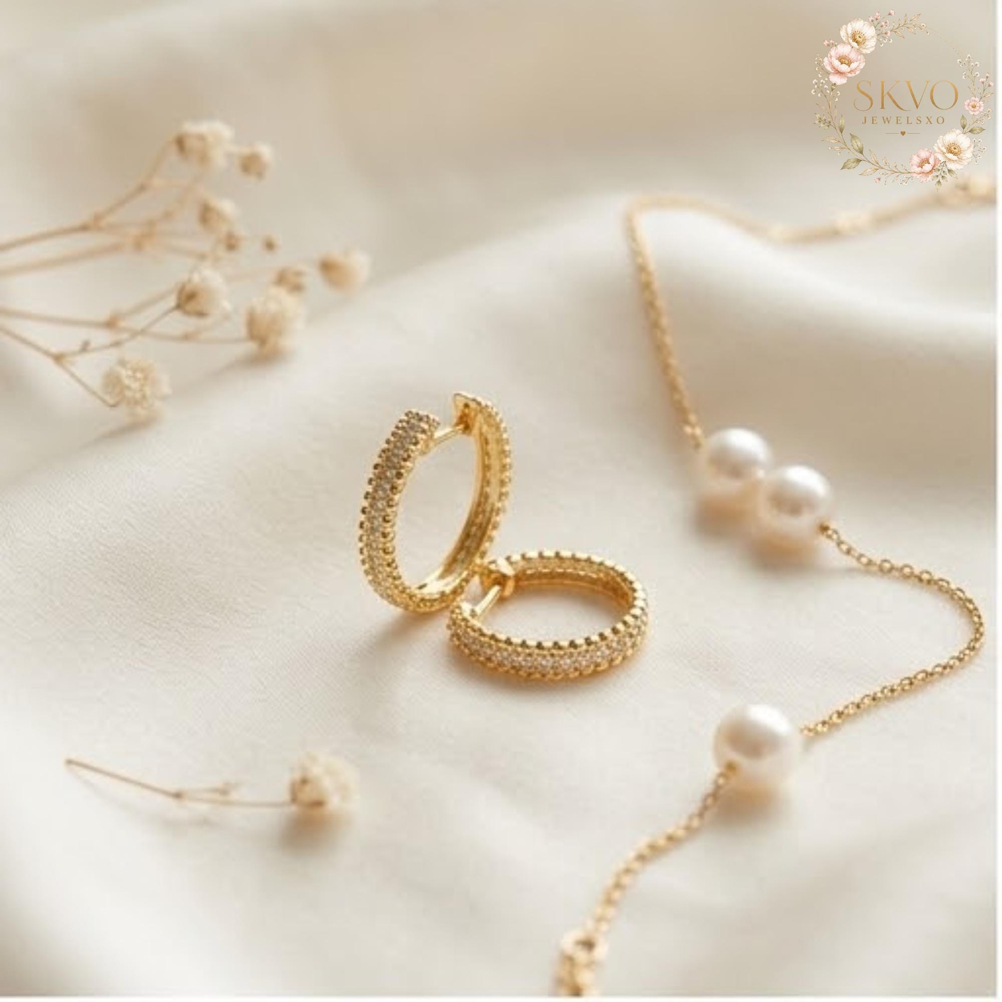 Hoop Earrings with 18K Gold Plated | Dainty Crystal Jewelry for Women | Elegant Gift for Her | Bridal or Everyday Wear