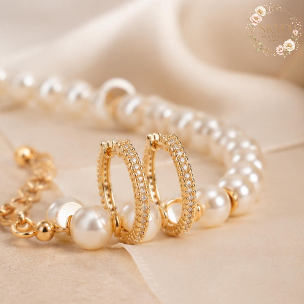 Hoop Earrings with 18K Gold Plated | Dainty Crystal Jewelry for Women | Elegant Gift for Her | Bridal or Everyday Wear