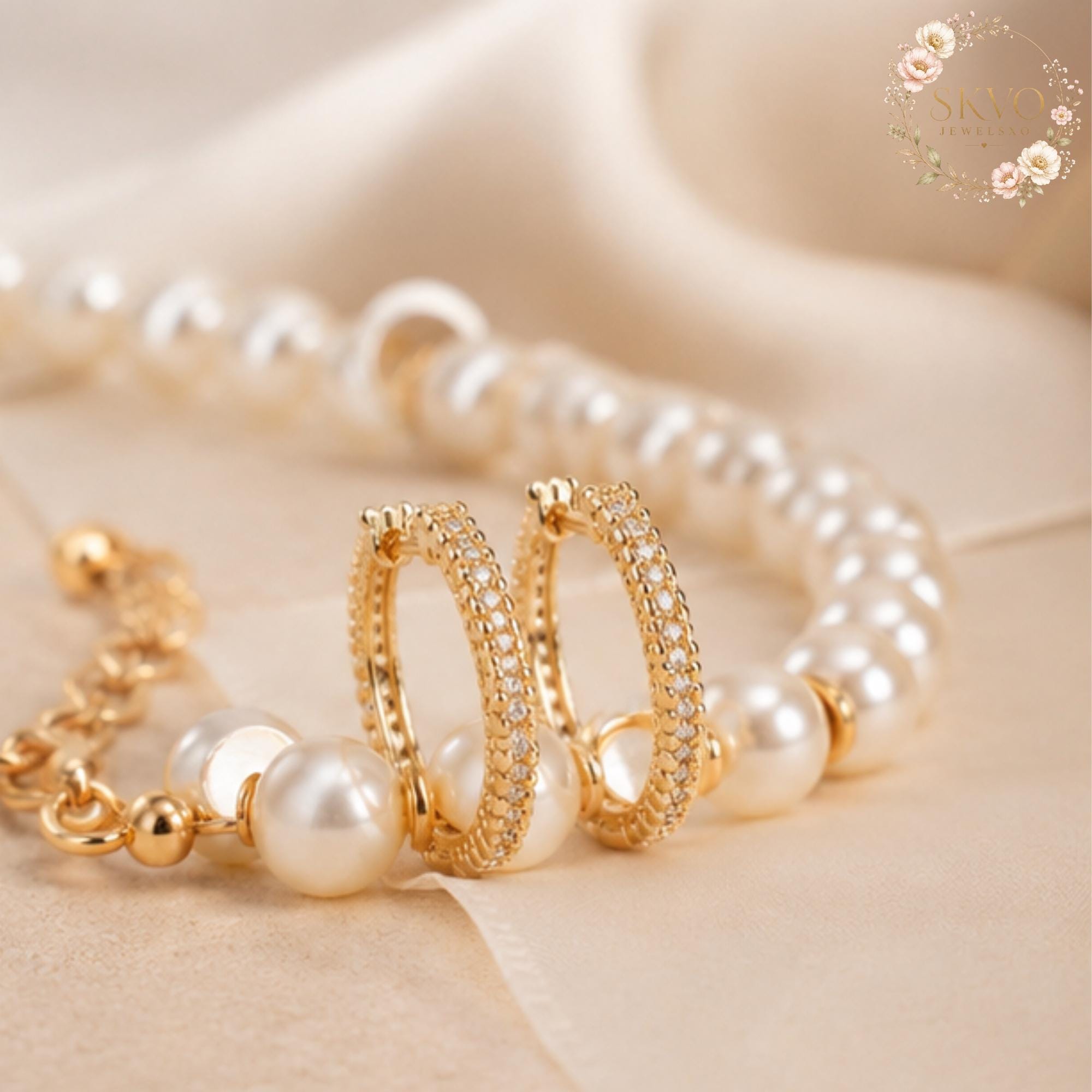 Hoop Earrings with 18K Gold Plated | Dainty Crystal Jewelry for Women | Elegant Gift for Her | Bridal or Everyday Wear