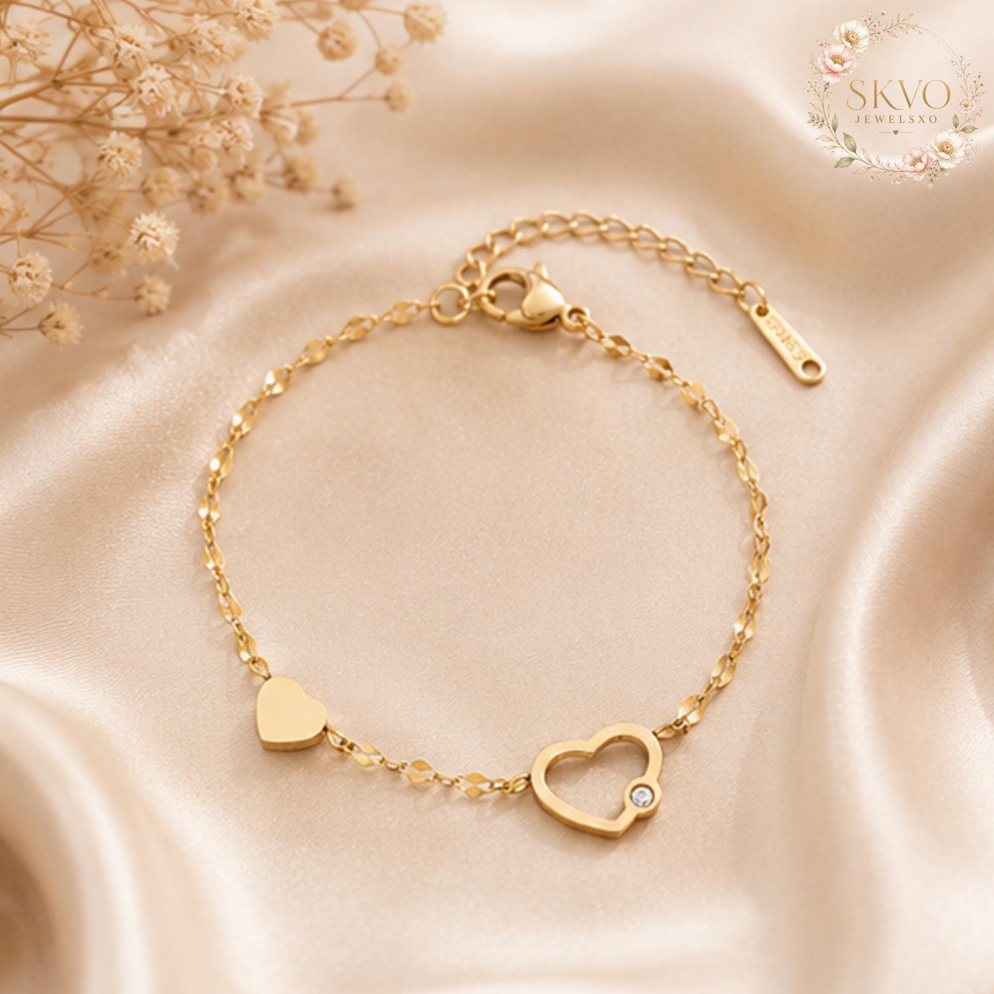 18K Gold Plated Heart Bracelet | Minimalist Jewelry | Gift for Her | Dainty Heart Charm | Elegant Wedding Accessory
