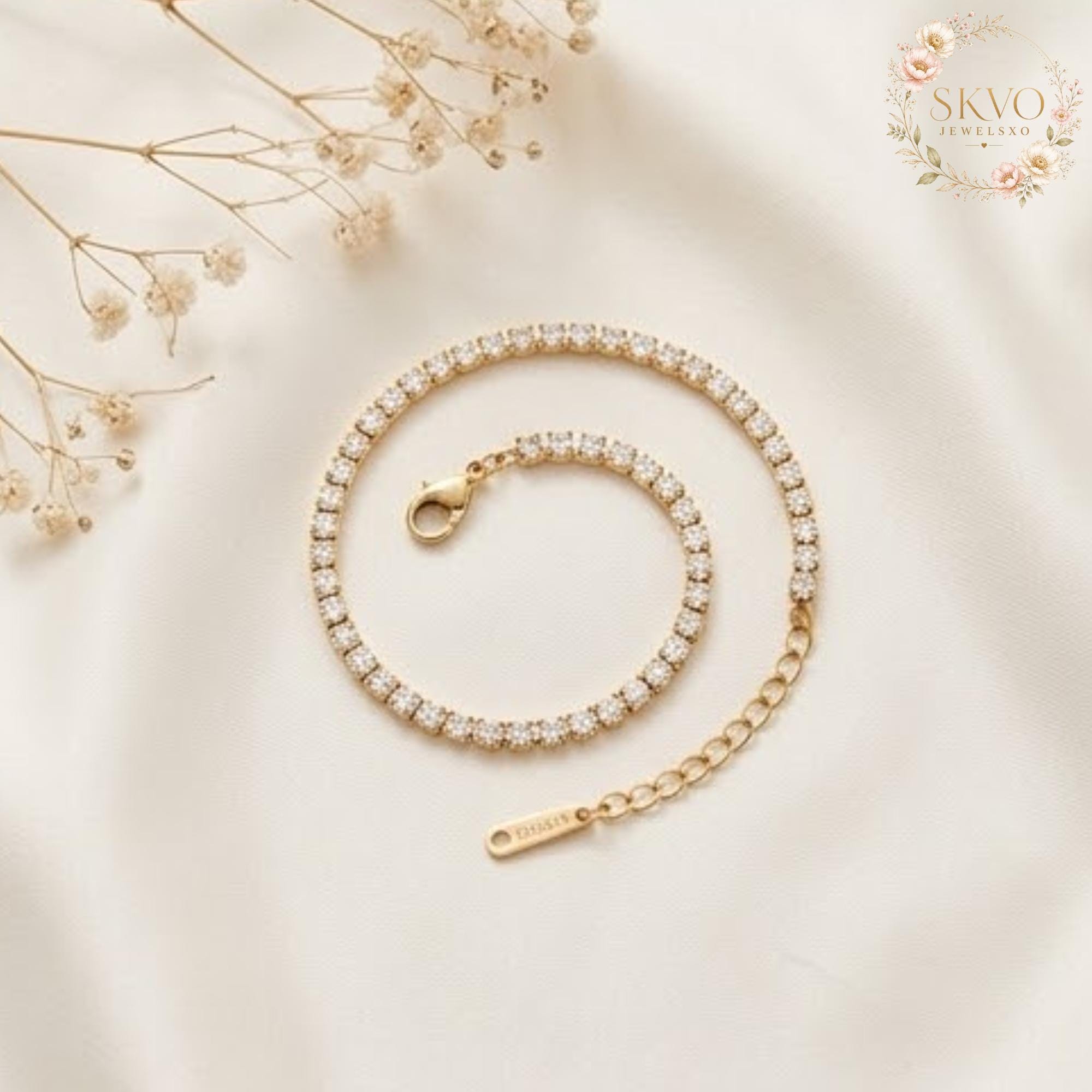 18k Gold Plated Cubic Zirconia Tennis Bracelet, Minimalist Jewelry for Women, Bridal Jewelry, Elegant Wedding Accessory, Gift for Her
