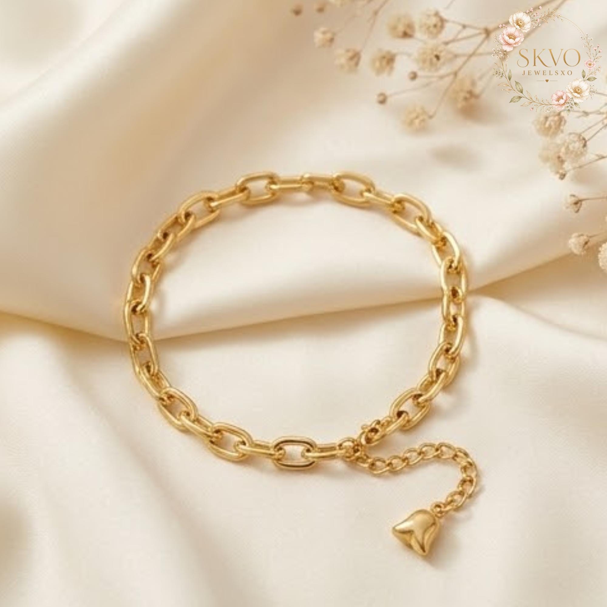 18k Gold Plated Chain Bracelet, Elegant Jewelry for Women, Gift for Her, Minimalist Classic Accessory, Bridal or Everyday Style