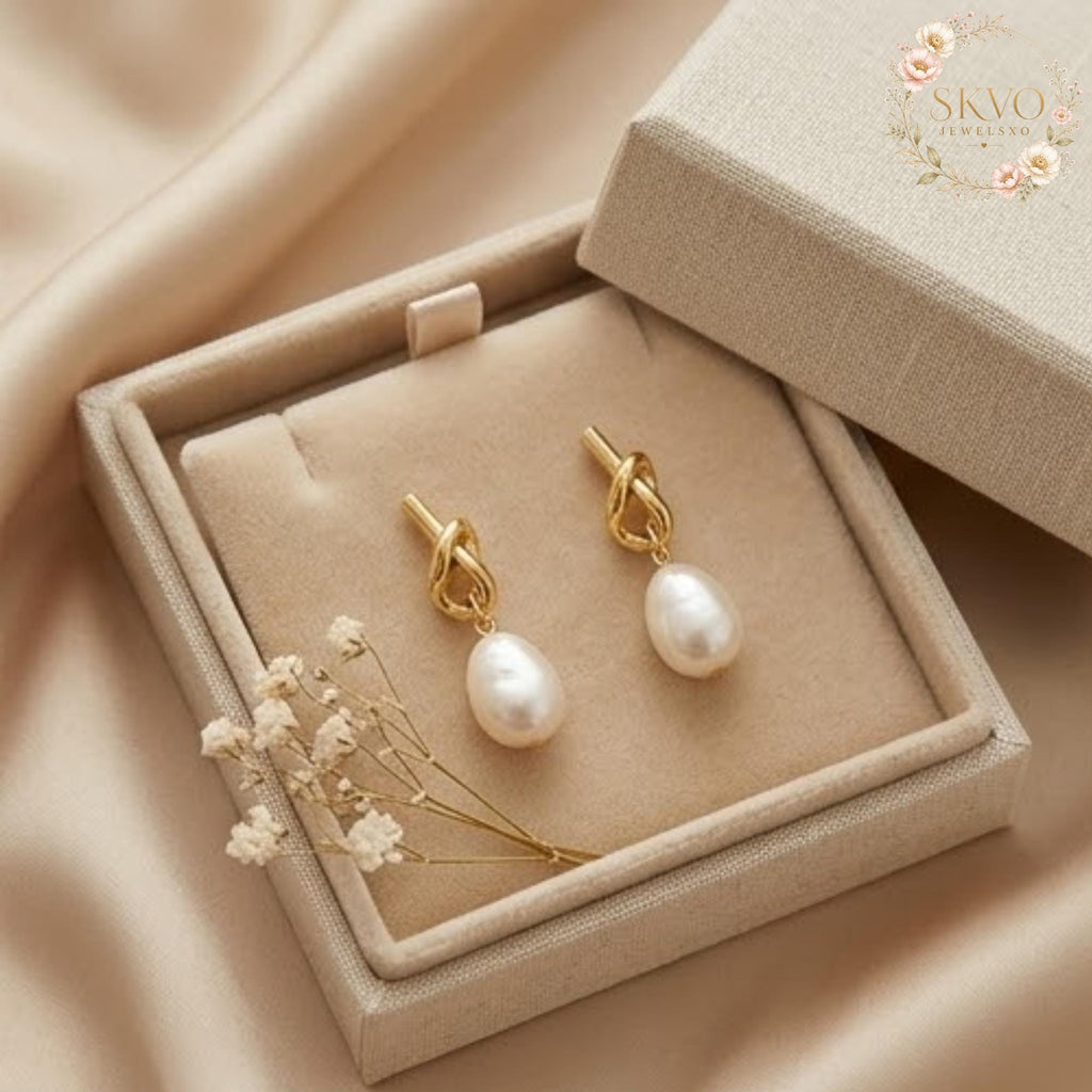 Pearl Drop Earrings, Gold Plated Jewelry, Bridal or Formal Gift, Elegant Dangle Earrings, Wedding Accessory, Fine Handmade Jewelry