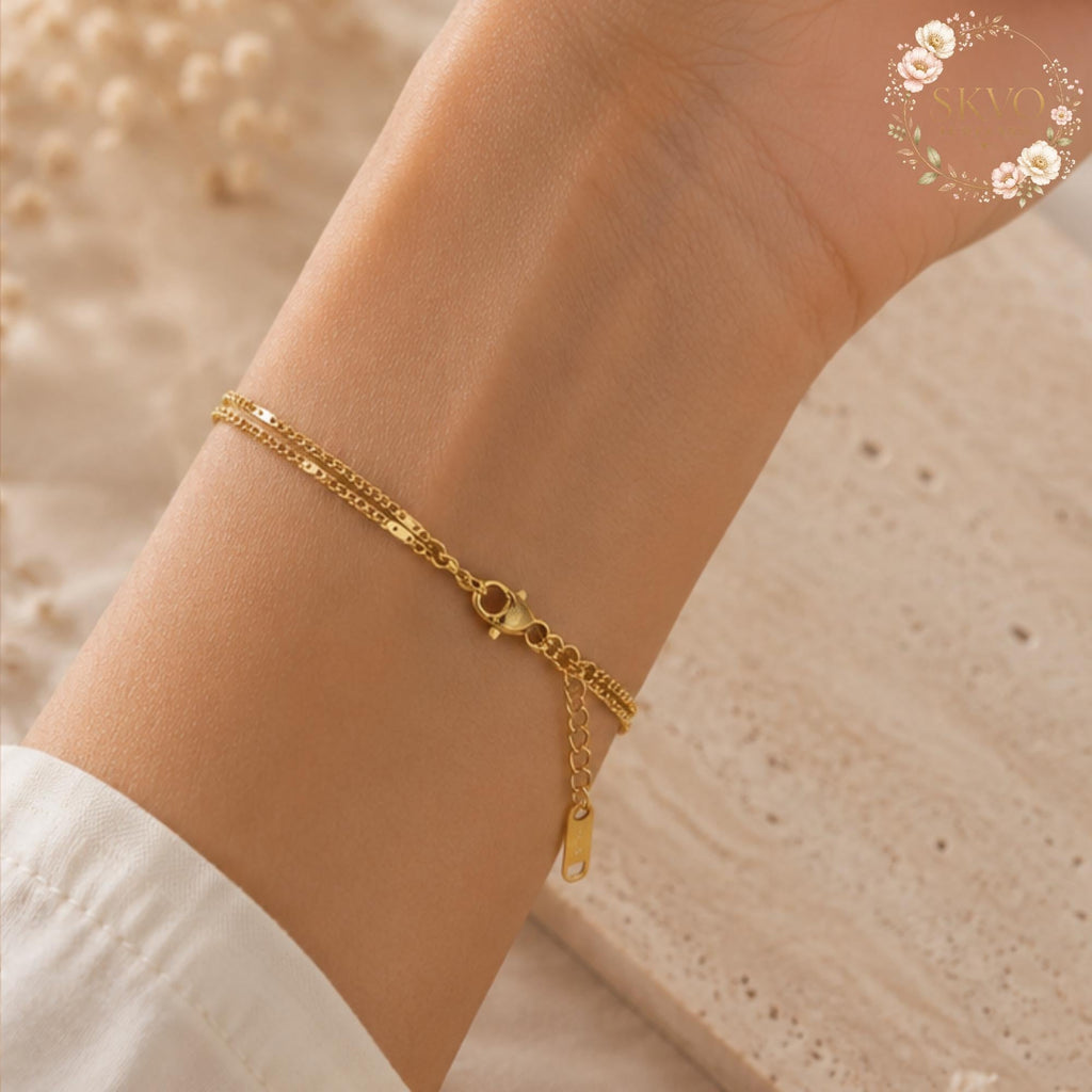 Gold Plated Chain Bracelet, Dainty Jewelry for Her, Gift for Birthday or Mothers Day, Elegant Romantic Accessory