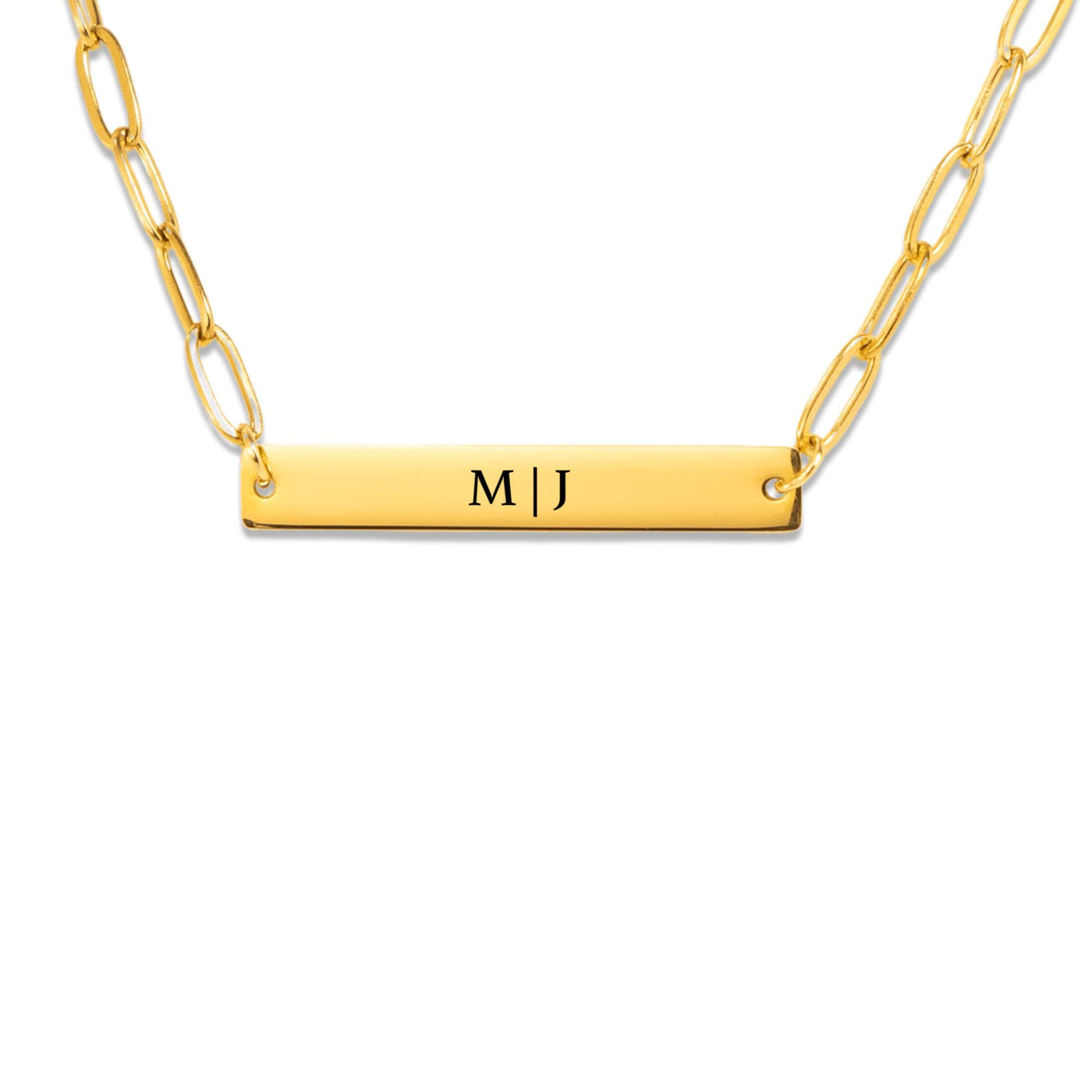 Personalized Paperclip Bar Necklace with Laser Engraving, Stainless Steel, 18k Gold or Rose Gold Plated, Custom Name Pendant, Ready to Ship