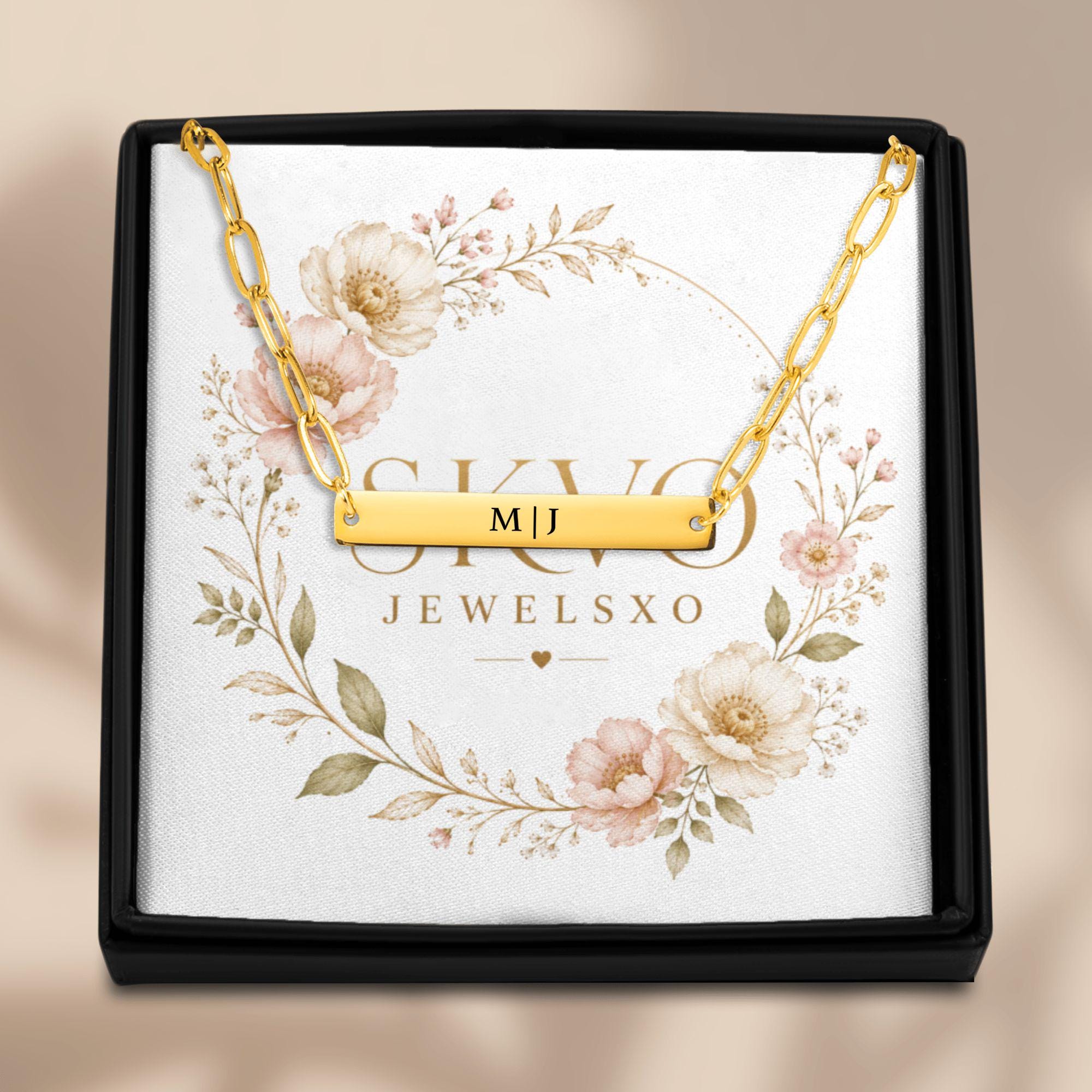 Personalized Paperclip Bar Necklace with Laser Engraving, Stainless Steel, 18k Gold or Rose Gold Plated, Custom Name Pendant, Ready to Ship