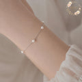Pearl Charm Chain Bracelet, Elegant Fine Jewelry, Bridal or Everyday Accessory, Gift for Her, Minimalist Style, Women's Wrist Jewelry