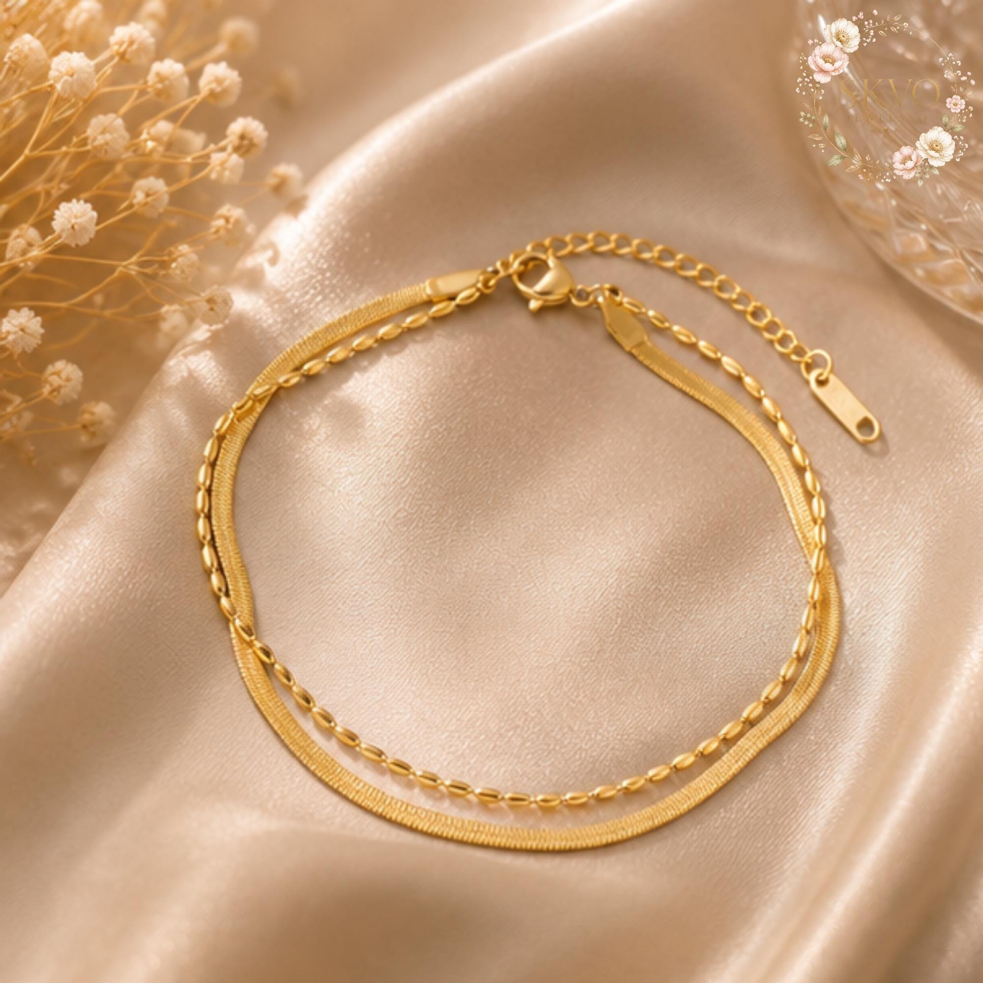 Gold Dainty Bracelets Set, Minimalist Jewelry for Women, Stacking Gold Bangles, Elegant Gift for Her, Everyday Gold Accessories