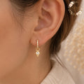 Gold Hoop Earrings With Cubic Zirconia Dangles, Dainty Jewelry For Women, Minimalist Gift, Everyday Accessory, Wedding or Special Occasion
