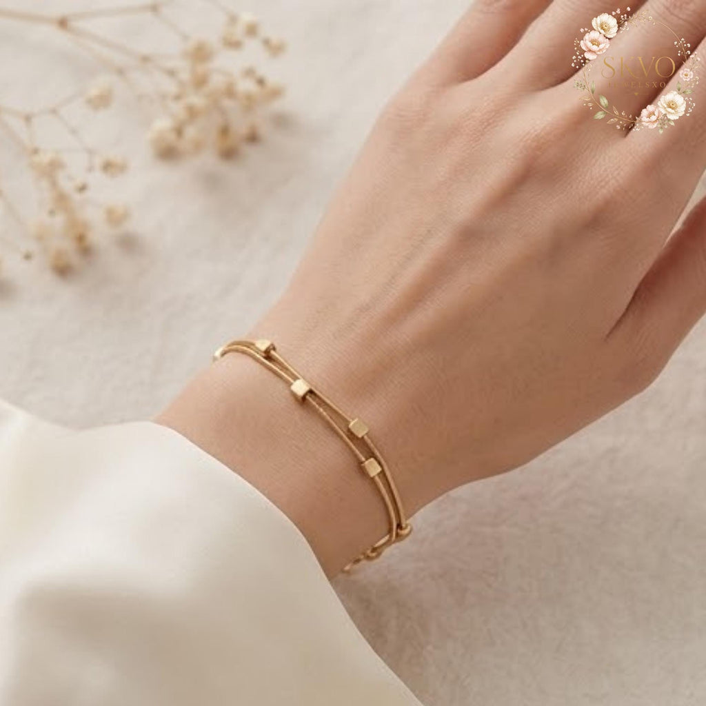 Gold Beaded Chain Bracelet, Minimalist Jewelry, Gift for Her, Elegant Accessory, Layered Bracelets, Boho Style, Handmade Gift Idea