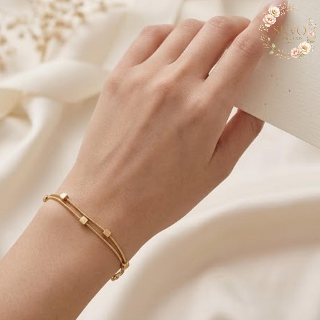 Gold Beaded Chain Bracelet, Minimalist Jewelry, Gift for Her, Elegant Accessory, Layered Bracelets, Boho Style, Handmade Gift Idea