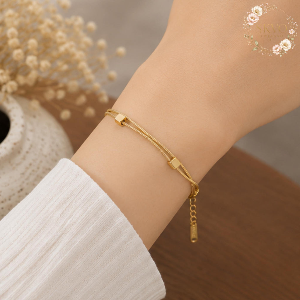 Gold Beaded Chain Bracelet, Minimalist Jewelry, Gift for Her, Elegant Accessory, Layered Bracelets, Boho Style, Handmade Gift Idea