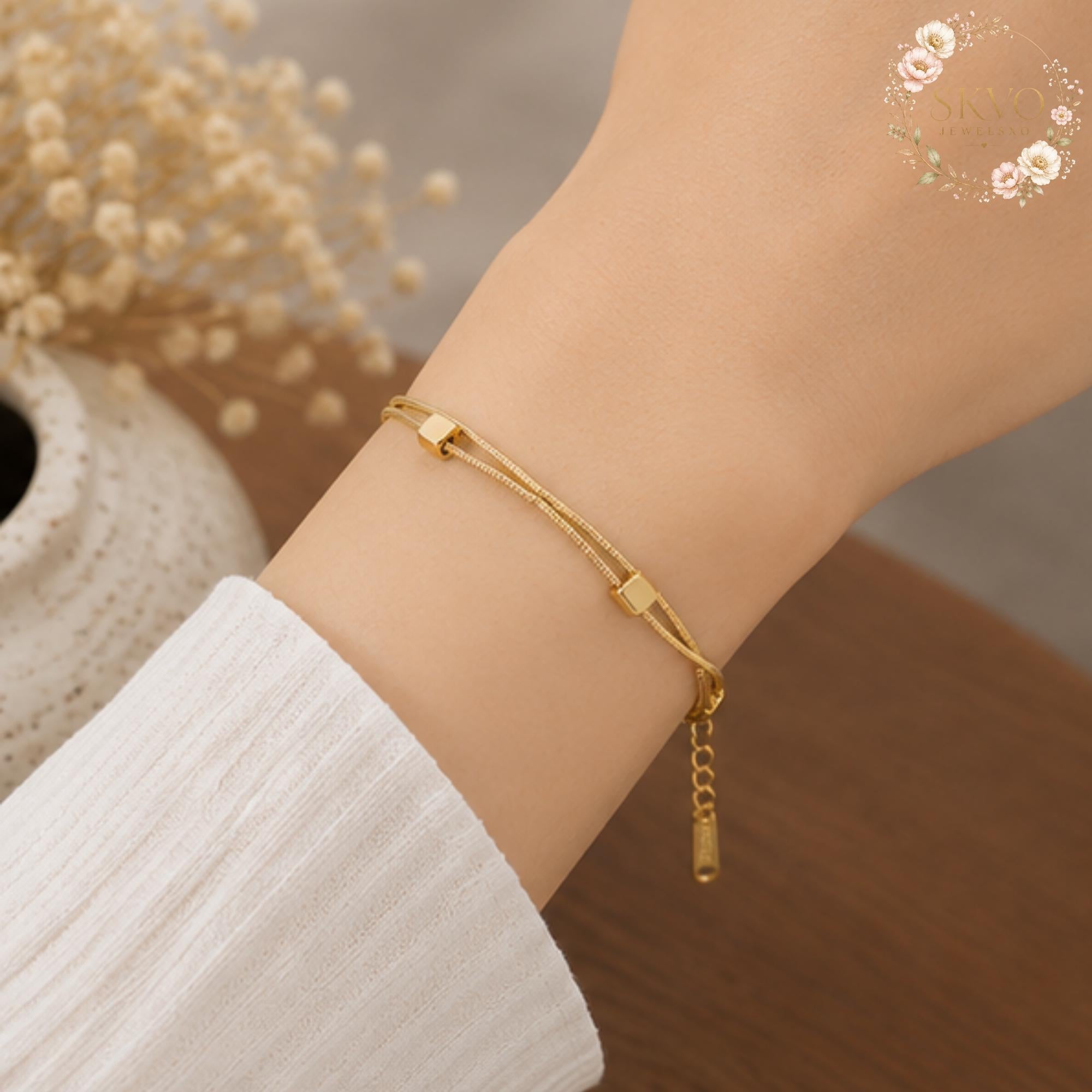 Gold Beaded Chain Bracelet, Minimalist Jewelry, Gift for Her, Elegant Accessory, Layered Bracelets, Boho Style, Handmade Gift Idea