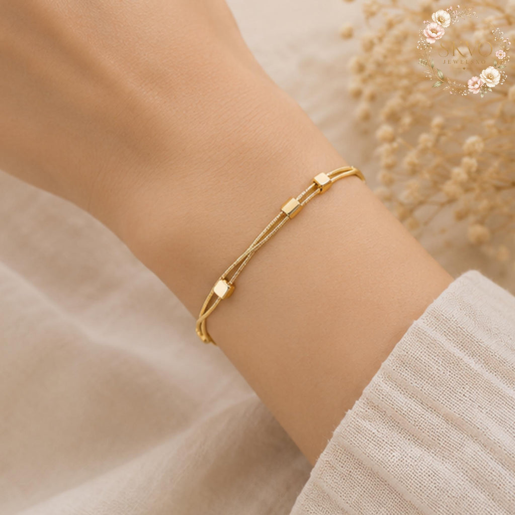 Gold Beaded Chain Bracelet, Minimalist Jewelry, Gift for Her, Elegant Accessory, Layered Bracelets, Boho Style, Handmade Gift Idea