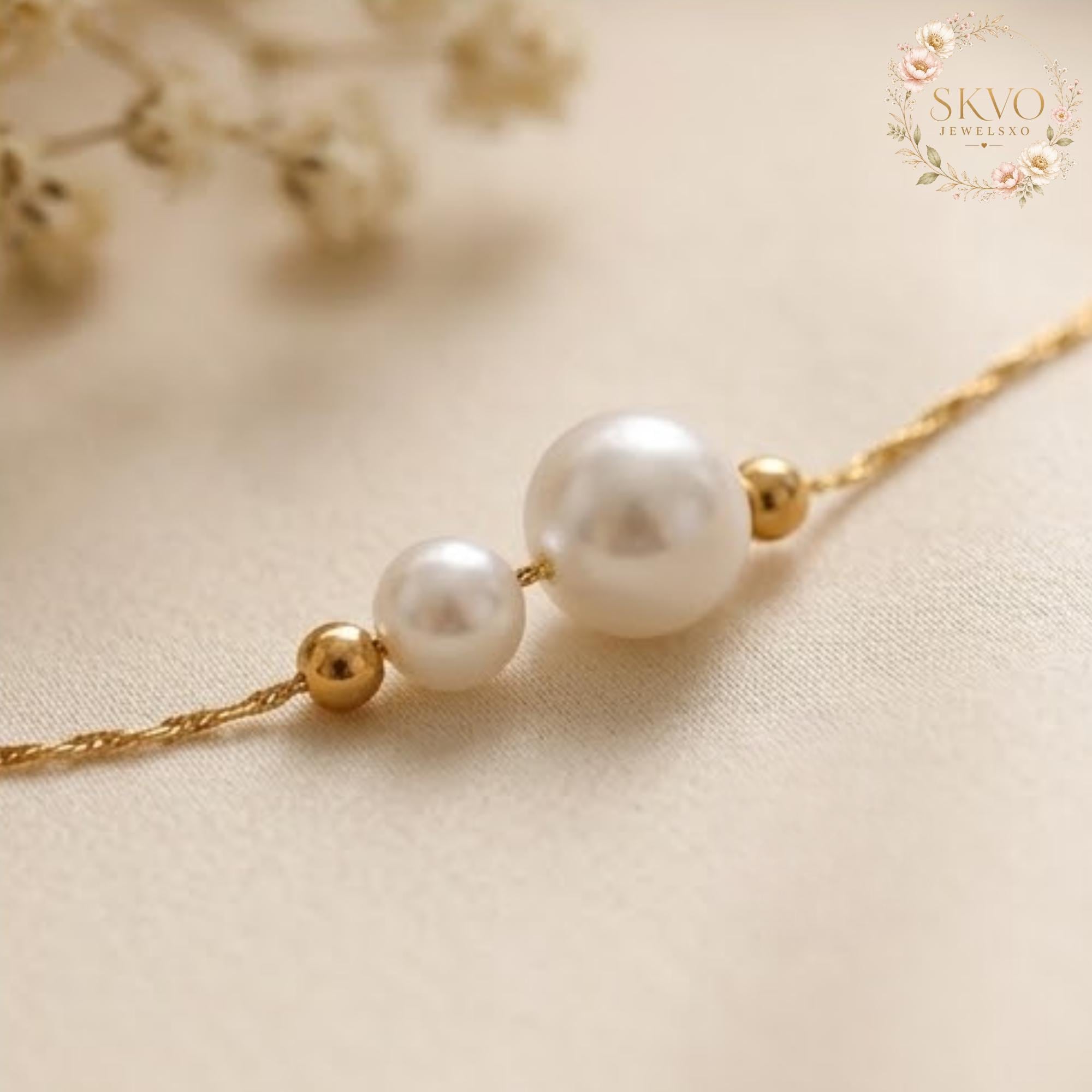 Pearl and Gold Chain Bracelet, Elegant Minimalist Jewelry, Dainty Wedding or Anniversary Gift for Her, Fine Jewelry, Bridal Accessory