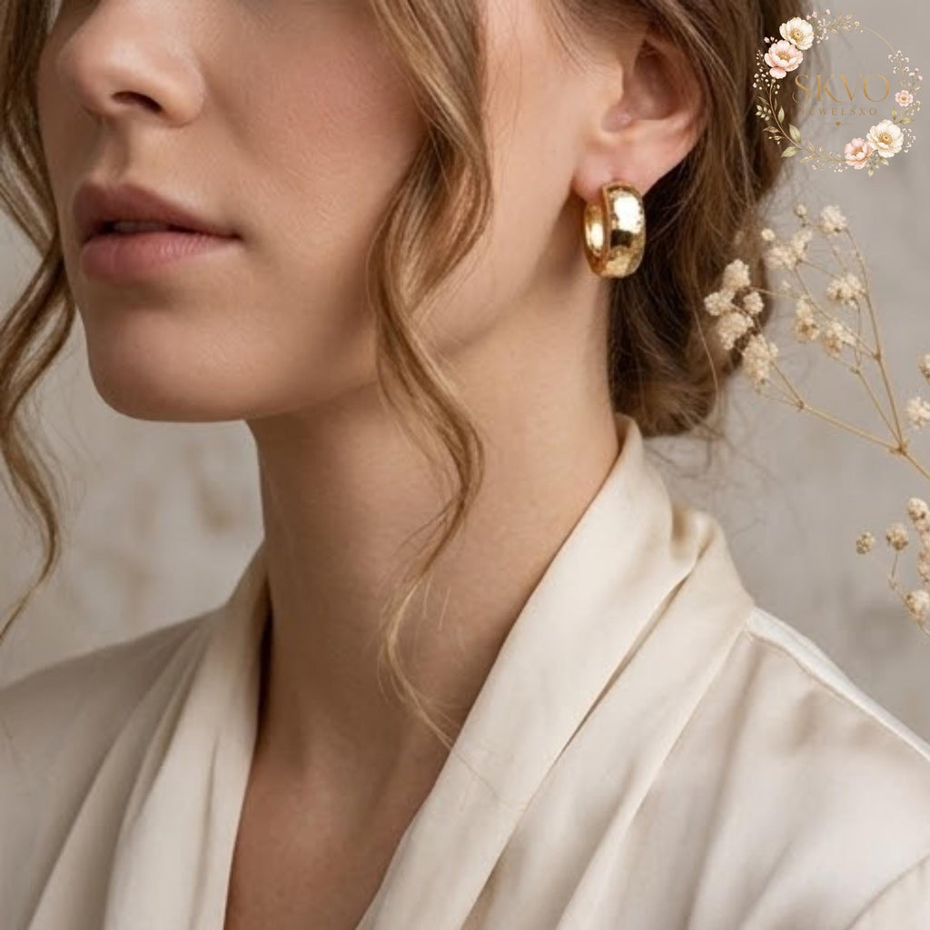 Elegant Gold Hoop Earrings, Dainty Jewelry, Bridal or Everyday Accessory, Handmade Gift for Women, Stylish Minimalist Earrings