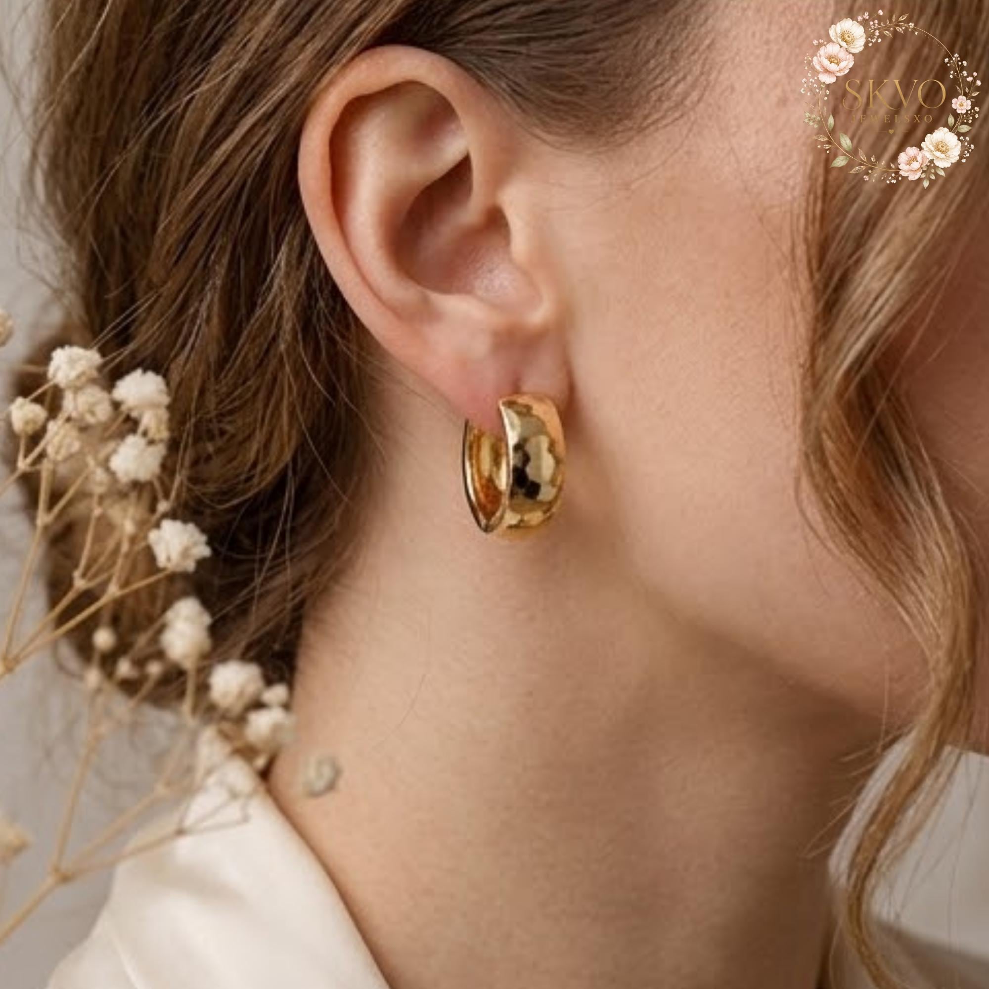 Elegant Gold Hoop Earrings, Dainty Jewelry, Bridal or Everyday Accessory, Handmade Gift for Women, Stylish Minimalist Earrings