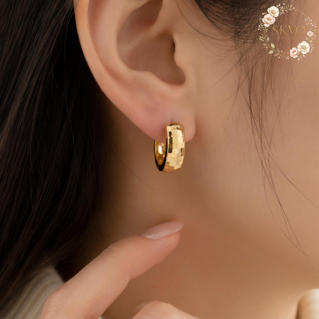 Elegant Gold Hoop Earrings, Dainty Jewelry, Bridal or Everyday Accessory, Handmade Gift for Women, Stylish Minimalist Earrings