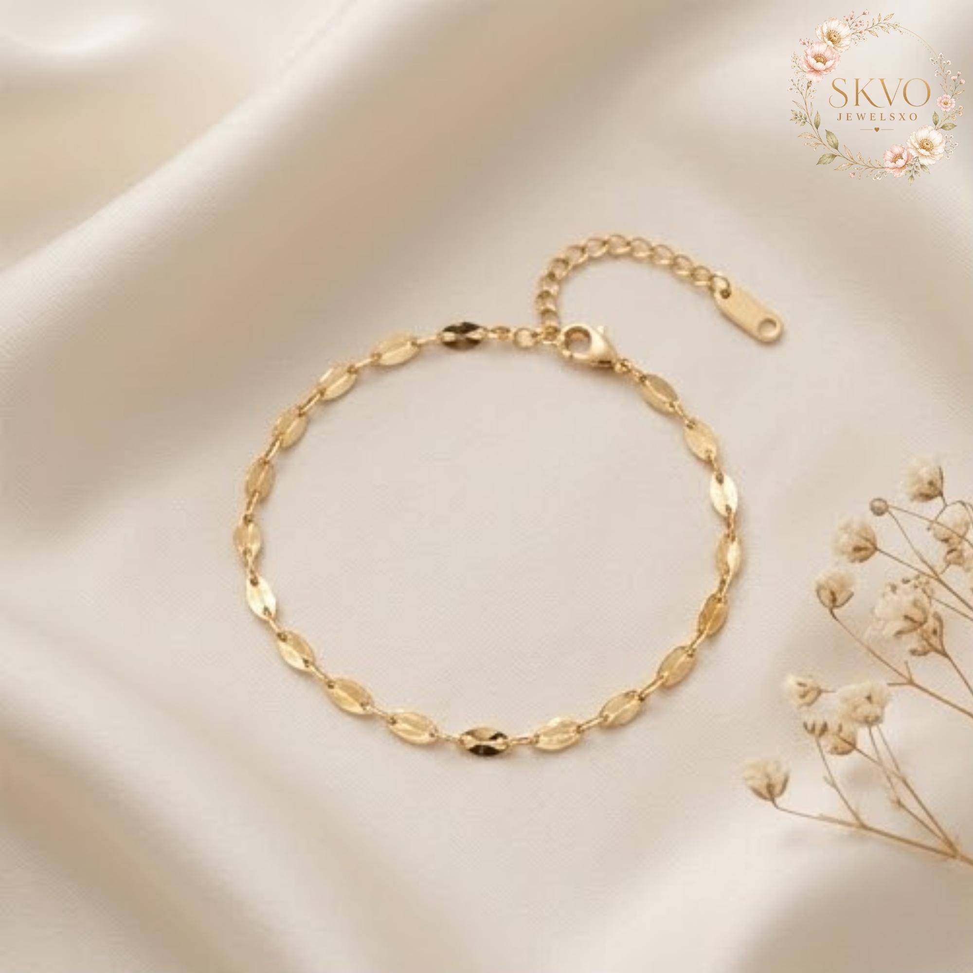 Gold Chain Bracelet, Delicate Gold Bracelet, Adjustable Summer Jewelry, Boho Beach Bracelet, Gift for Her, Minimalist Gold Bracelet