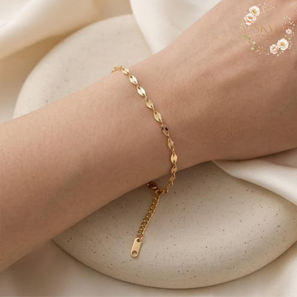 Gold Chain Bracelet, Delicate Gold Bracelet, Adjustable Summer Jewelry, Boho Beach Bracelet, Gift for Her, Minimalist Gold Bracelet