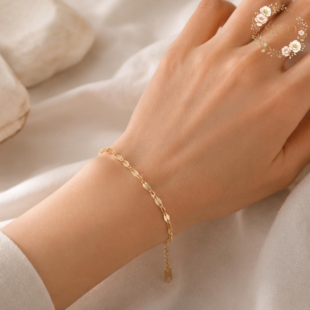 Gold Chain Bracelet, Delicate Gold Bracelet, Adjustable Summer Jewelry, Boho Beach Bracelet, Gift for Her, Minimalist Gold Bracelet