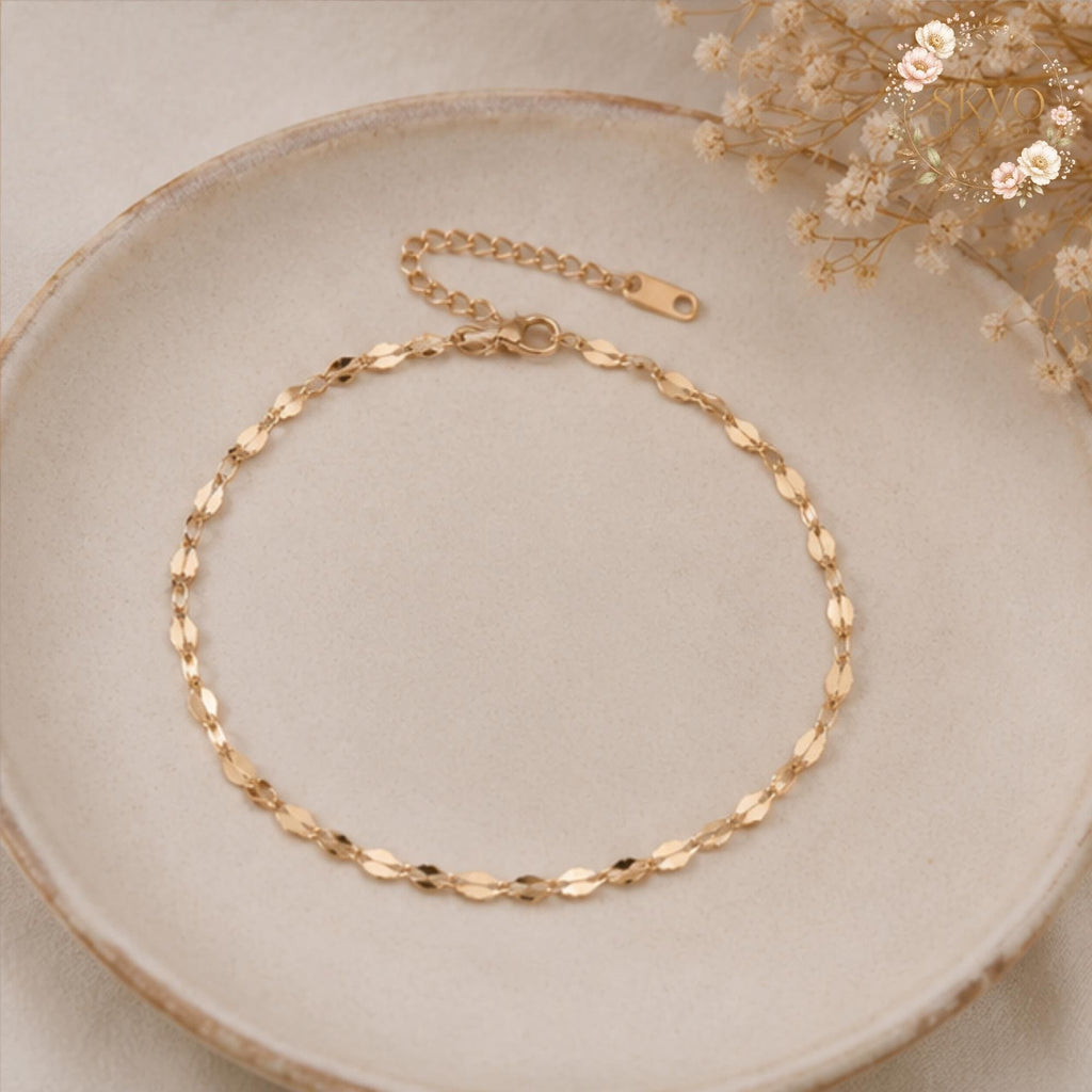 Gold Chain Bracelet, Delicate Gold Bracelet, Adjustable Summer Jewelry, Boho Beach Bracelet, Gift for Her, Minimalist Gold Bracelet