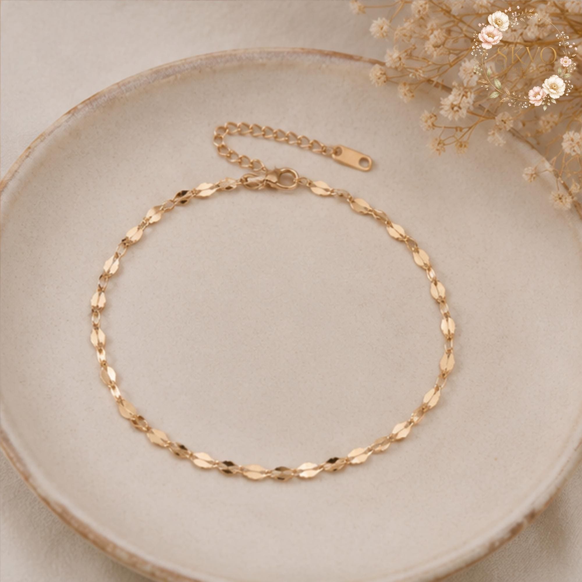 Gold Chain Bracelet, Delicate Gold Bracelet, Adjustable Summer Jewelry, Boho Beach Bracelet, Gift for Her, Minimalist Gold Bracelet