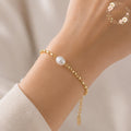 Pearl and Gold Chain Bracelet, Elegant Jewelry for Women, Fine Dainty Accessory, Gift for Her, Bridal or Everyday Wear