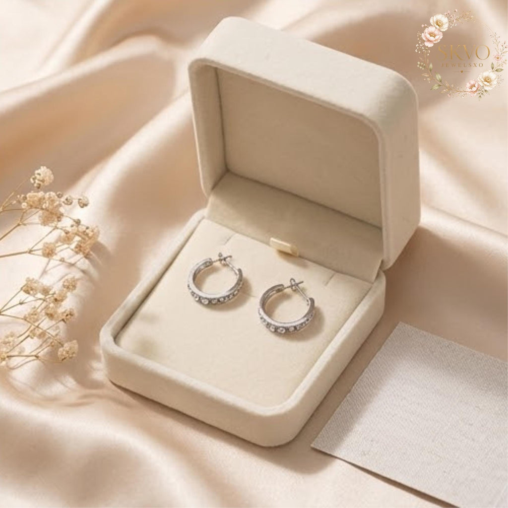 Elegant Silver Hoop Earrings with Cubic Zirconia Accents, Dainty Jewelry for Women, Gift for Her, Everyday Stylish Ear Accessories