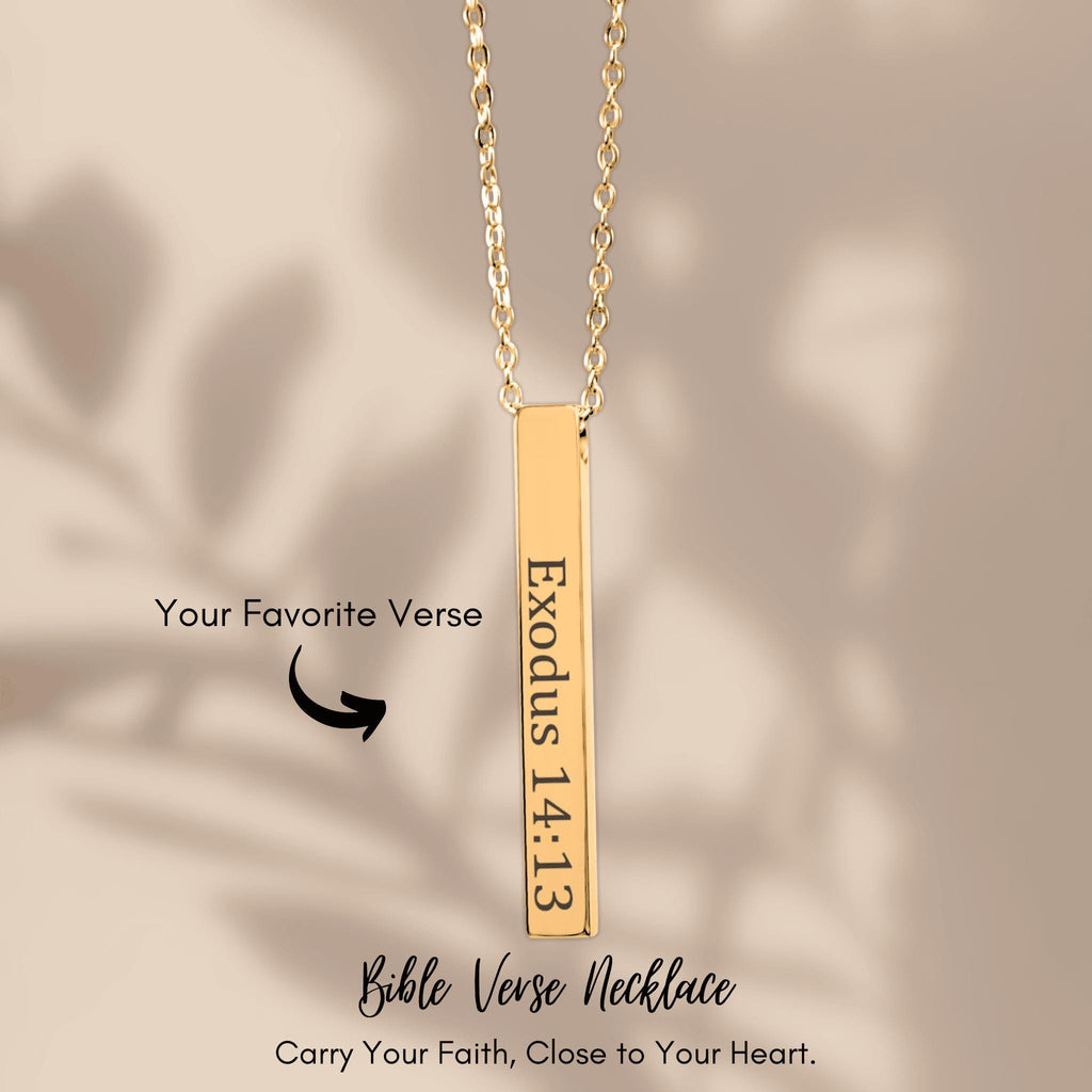 Personalized Bible Verse Necklace, Custom Religious Jewelry with Optional Message, Christian Gift, Silver, Gold, Rose Gold, Spiritual Gift