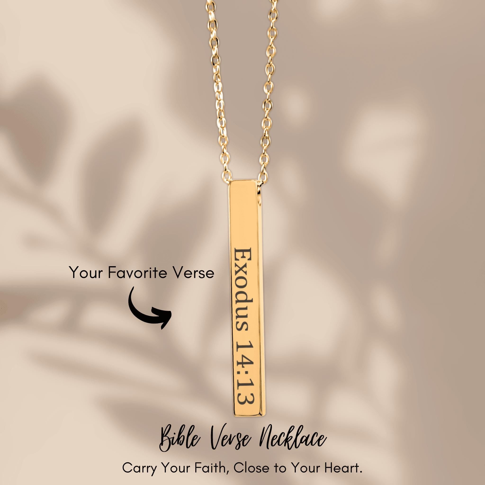 Personalized Bible Verse Necklace, Custom Religious Jewelry with Optional Message, Christian Gift, Silver, Gold, Rose Gold, Spiritual Gift