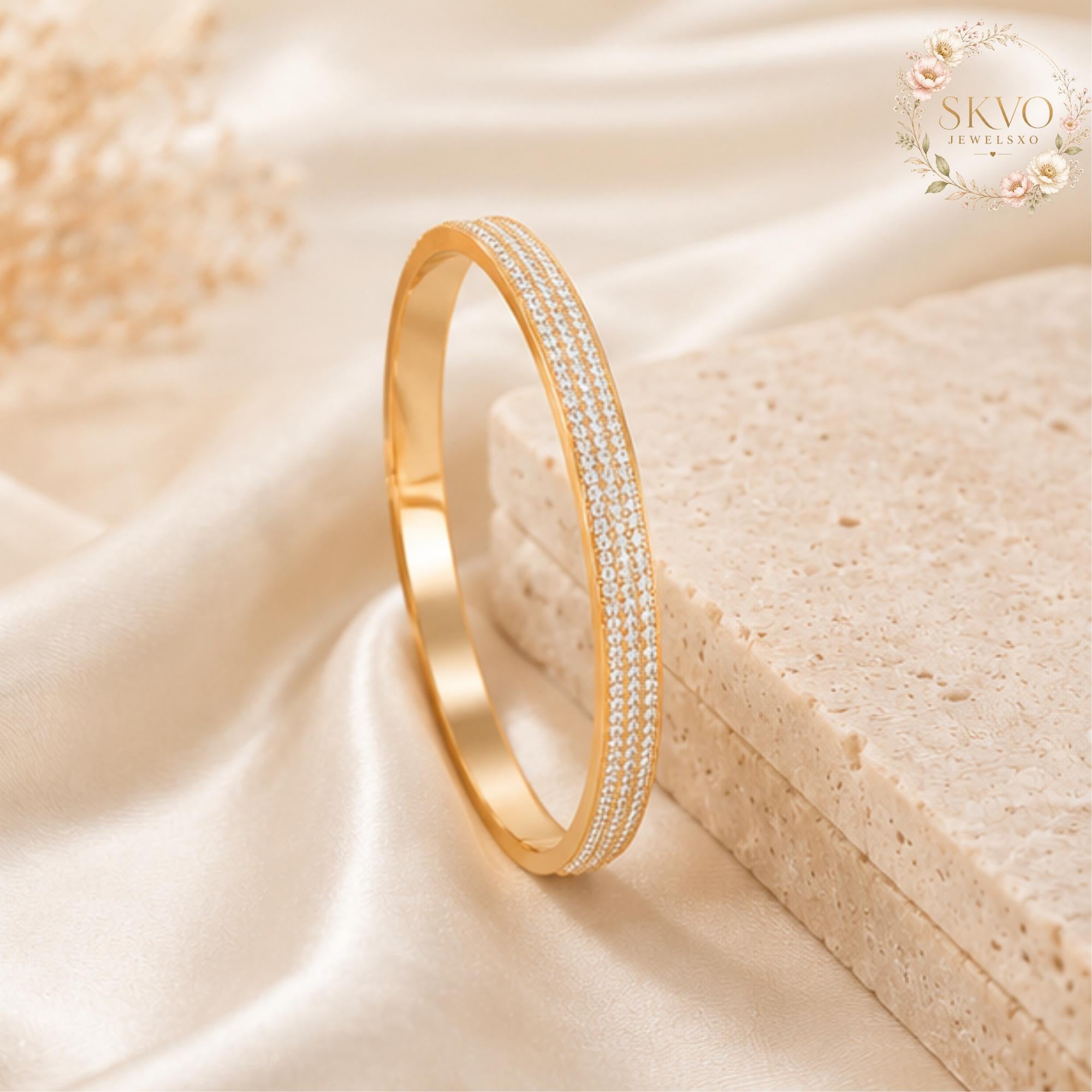 Gold Crystal Bangle Bracelet, Dainty Gold Cuff Bracelet, Minimalist Bracelet for Women, Elegant Stackable Jewelry Gift