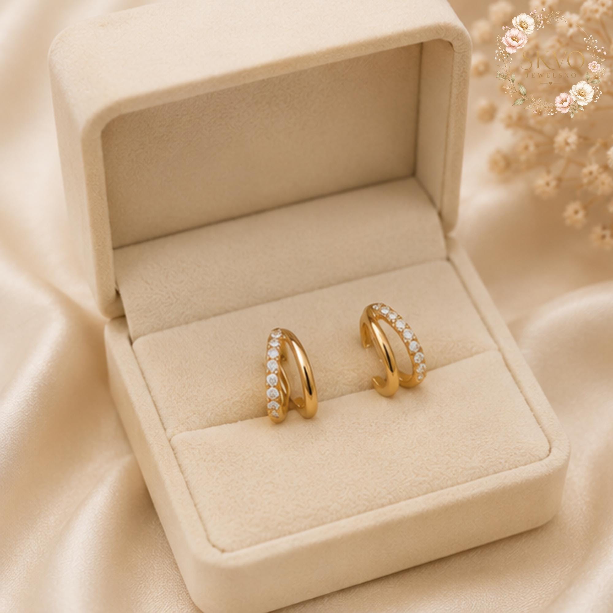 Gold Ear Cuff Earrings, Dainty Huggie Ear Cuffs, Minimalist Gold Earrings, No Piercing Ear Cuff, Stackable Ear Jewelry Gift