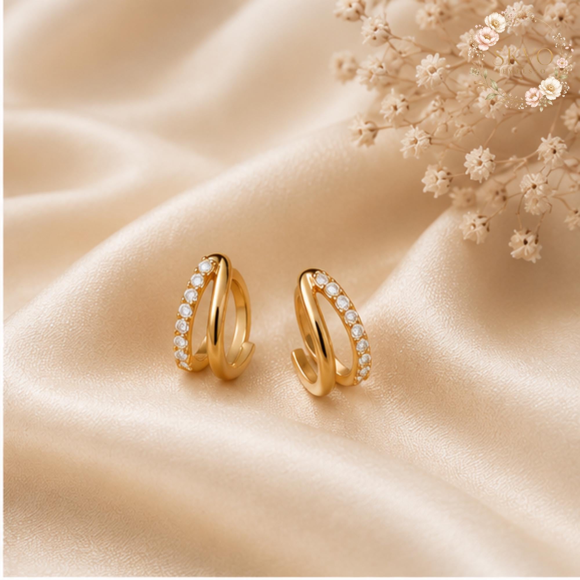 Gold Ear Cuff Earrings, Dainty Huggie Ear Cuffs, Minimalist Gold Earrings, No Piercing Ear Cuff, Stackable Ear Jewelry Gift