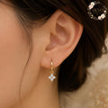 Diamond Clover Hoop Earrings, Sterling Silver or Gold Plated Jewelry, Elegant Gift for Her, Minimalist Wedding or Anniversary Accessory