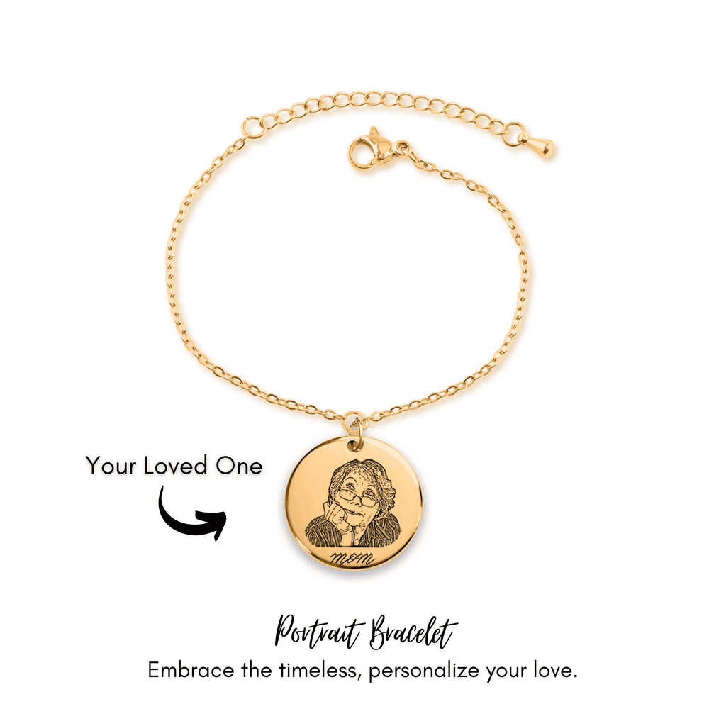 Personalized Portrait Bracelet with Custom Engraving, Heart Keepsake Jewelry, Gift for Her, Eternal Sentimental Gift, Unique Custom Jewelry