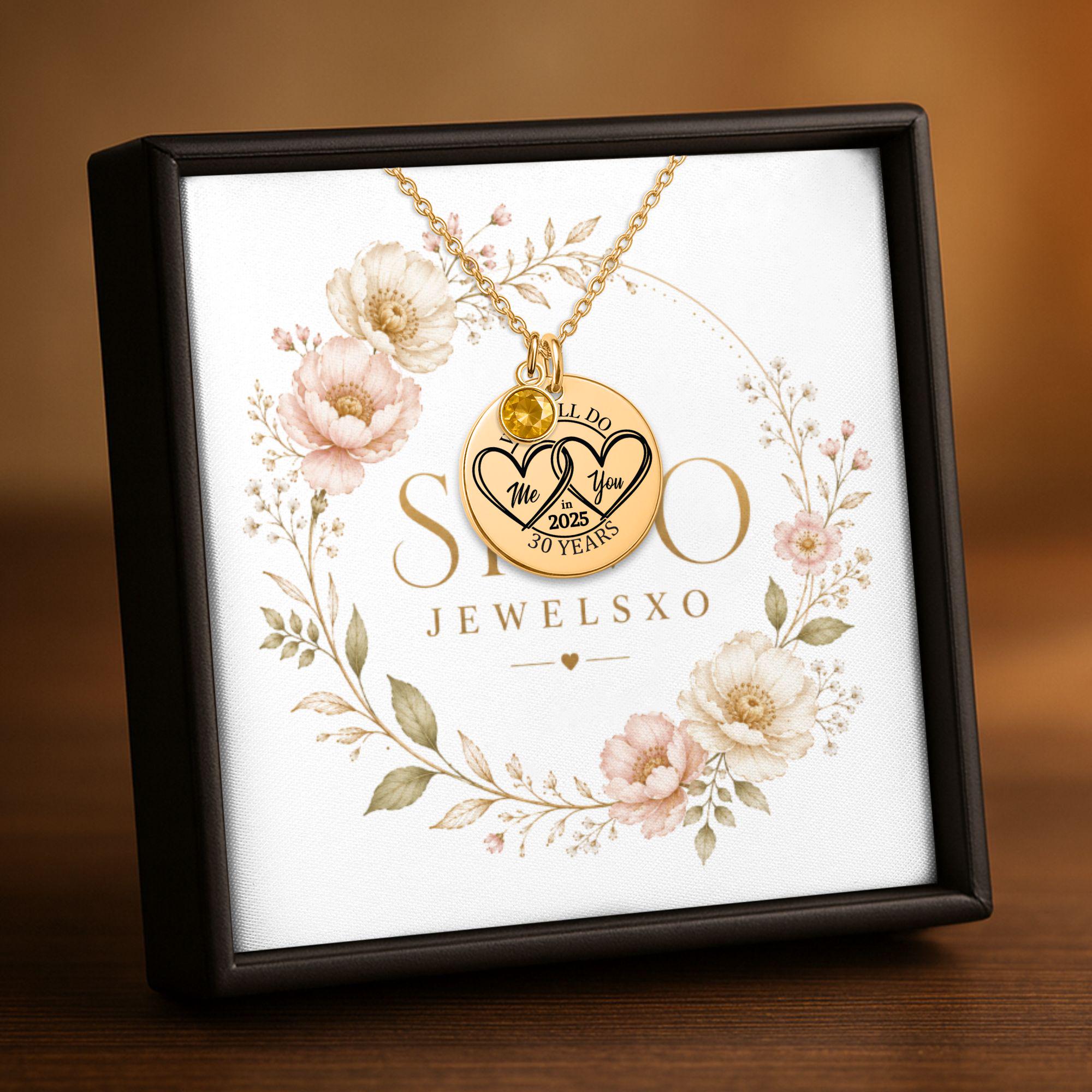 Personalized Coin Necklace with Birthstone, Custom Engraved Jewelry, Stainless Steel or Gold Plated, Gift for Her, Anniversary, Mothers Day