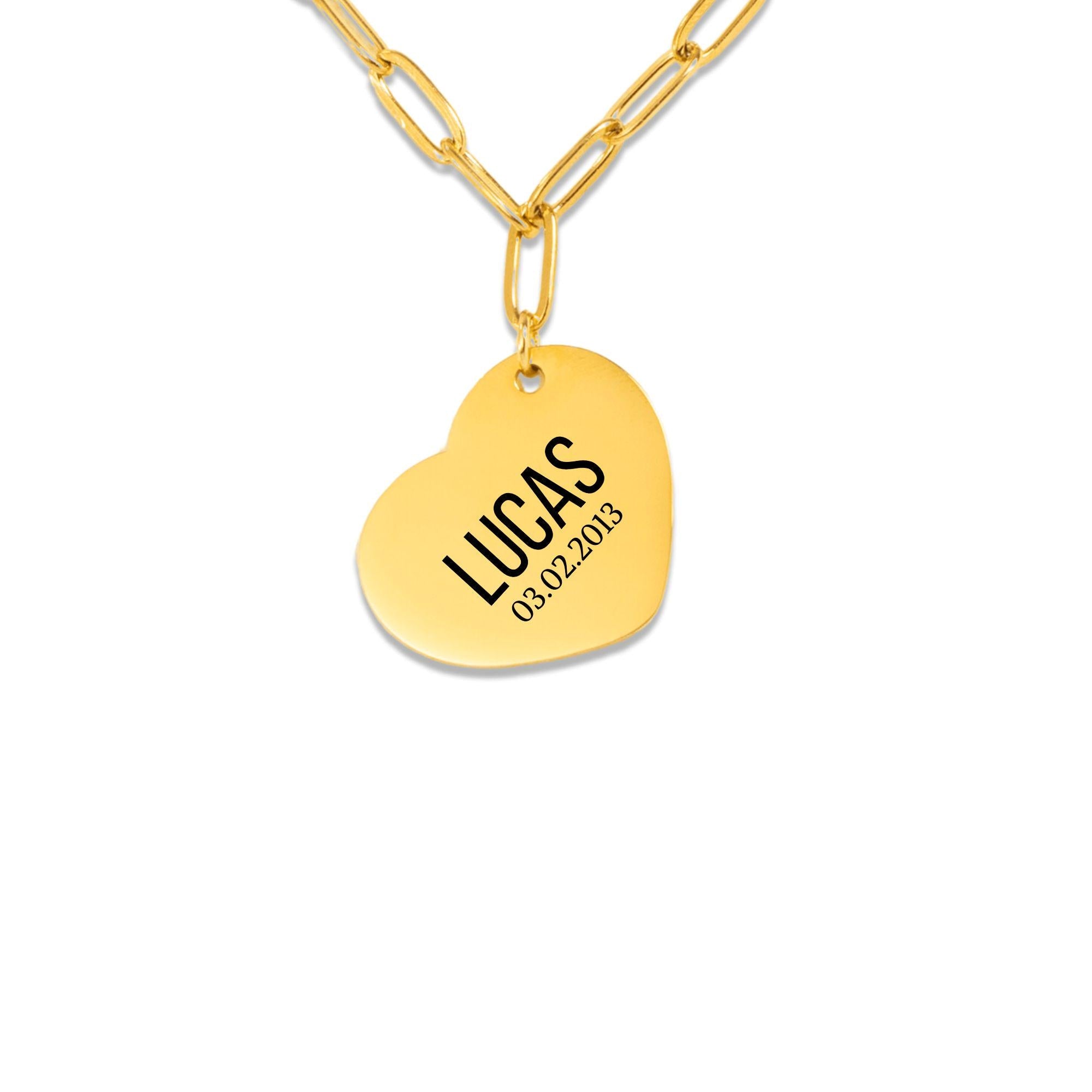 Personalized Heart Necklace with Laser Engraving | Stainless Steel, 18k Gold or Rose Gold Plated | Customizable Pendant