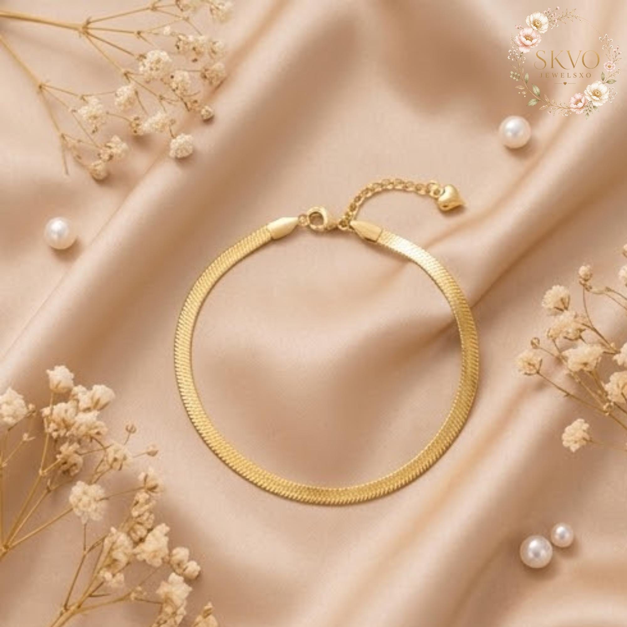 Womens Dainty Gold Bracelet | 18K Gold Plated | Minimalist Waterproof Jewelry