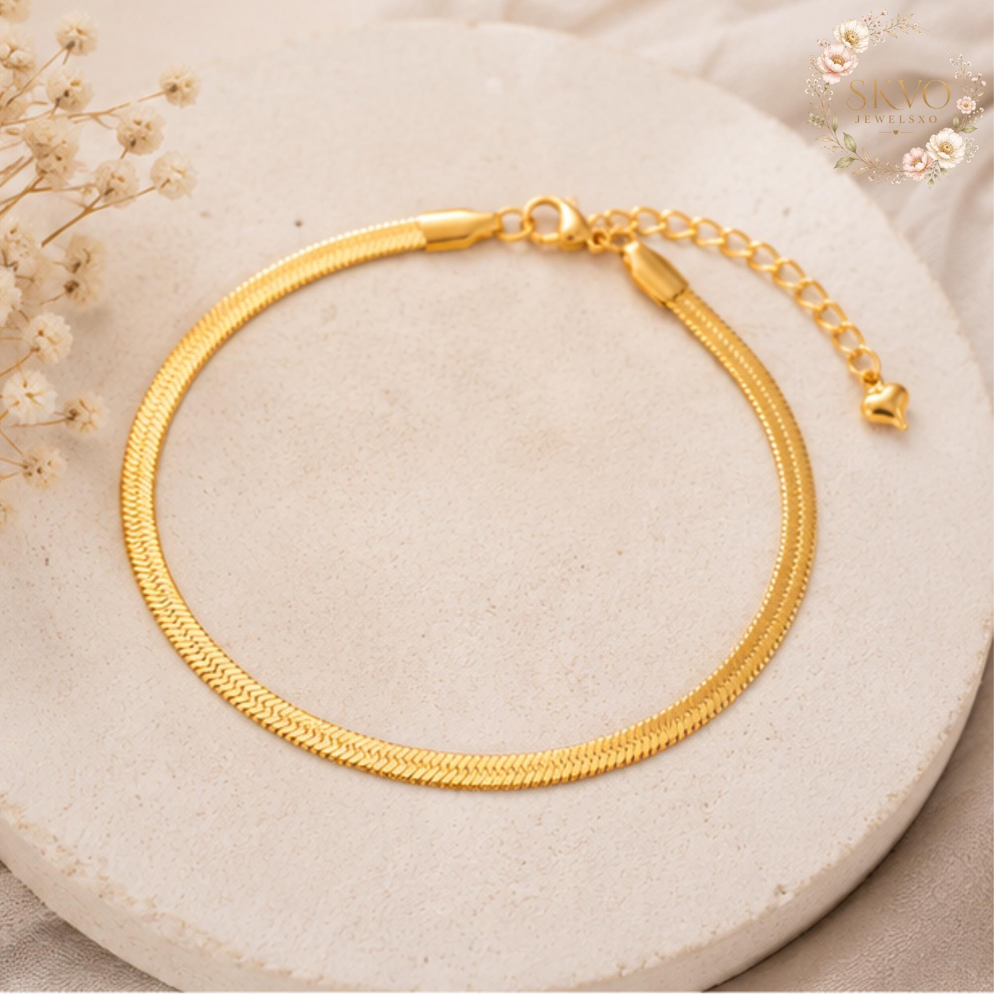 Womens Dainty Gold Bracelet | 18K Gold Plated | Minimalist Waterproof Jewelry