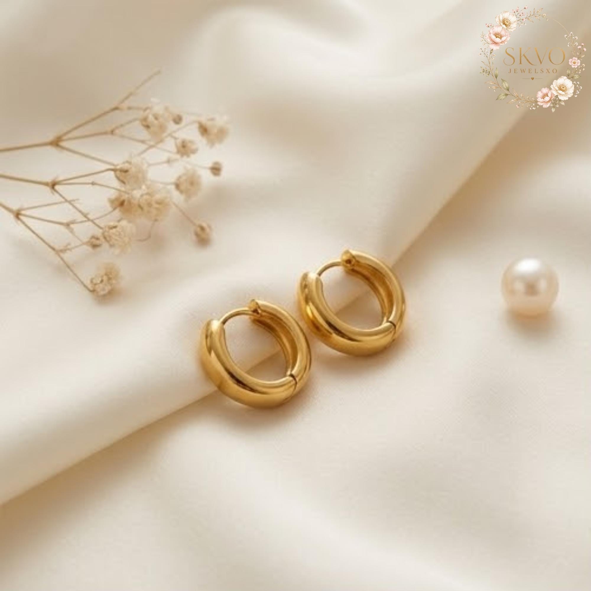 18K Gold Plated Hoop Earrings | Stainless Steel Gold Hoops | Minimalist Jewelry for Women | Gift for Her | Elegant Ear Accessories