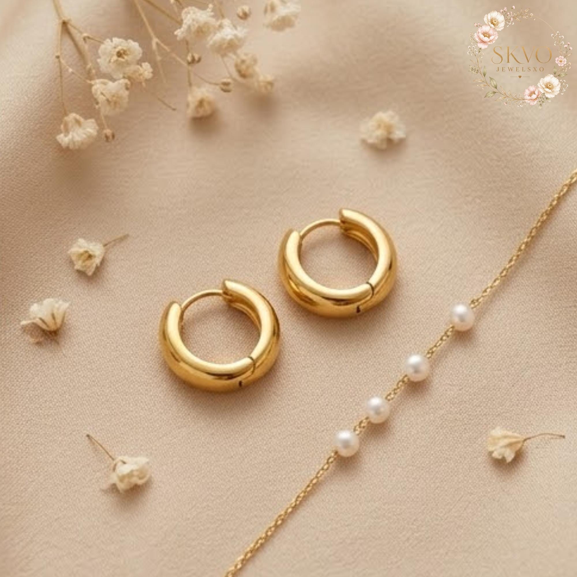 18K Gold Plated Hoop Earrings | Stainless Steel Gold Hoops | Minimalist Jewelry for Women | Gift for Her | Elegant Ear Accessories