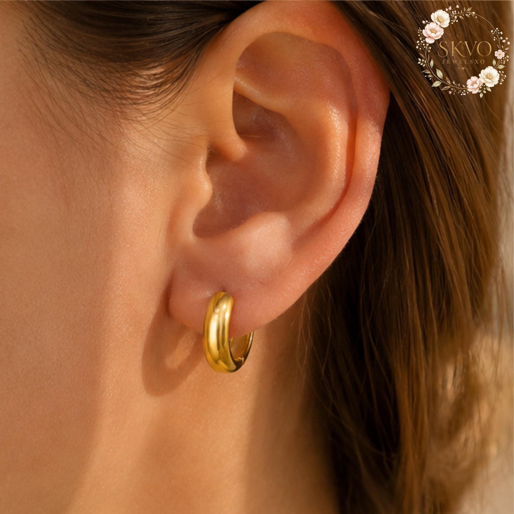 18K Gold Plated Hoop Earrings | Stainless Steel Gold Hoops | Minimalist Jewelry for Women | Gift for Her | Elegant Ear Accessories