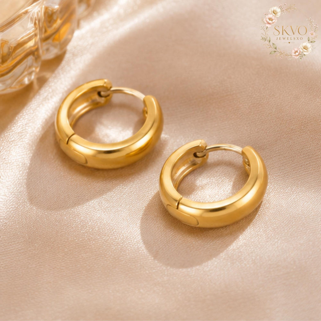18K Gold Plated Hoop Earrings | Stainless Steel Gold Hoops | Minimalist Jewelry for Women | Gift for Her | Elegant Ear Accessories
