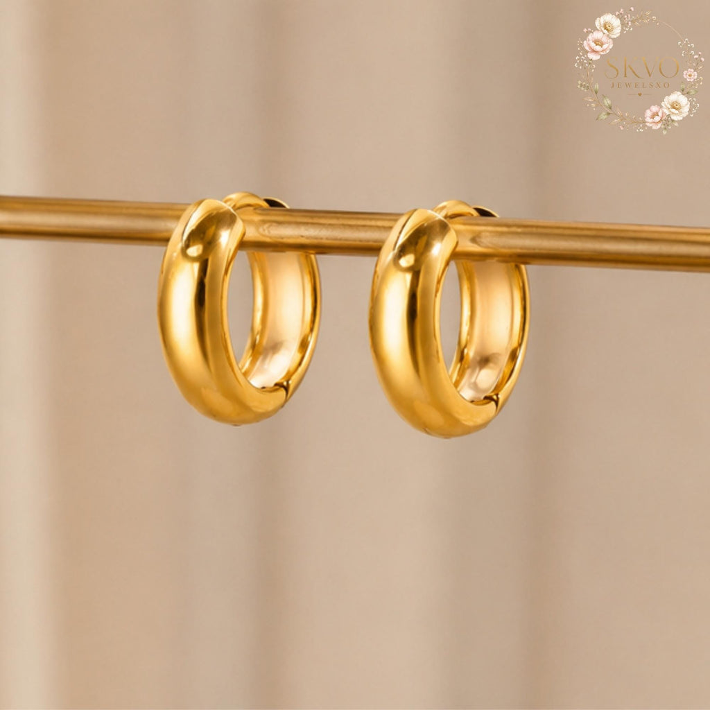18K Gold Plated Hoop Earrings | Stainless Steel Gold Hoops | Minimalist Jewelry for Women | Gift for Her | Elegant Ear Accessories